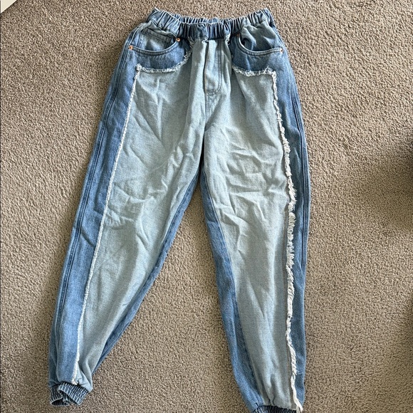 So Me Two-Tone Blue Boyfriend Jeans - Picture 1 of 3